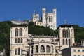 View of Basilica of Notre Dame de Fourviere and Saint-Jean cathedral Royalty Free Stock Photo