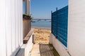 View of basin d`Arcachon beach in L`Herbe village in Cap Ferret France Royalty Free Stock Photo