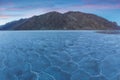 View of the Basins salt flats, Badwater Basin, Death Valley, Inyo County, California, United States. Salt Badwater Formations in D