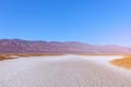 View of the Basins salt flats, Badwater Basin, Death Valley, Inyo County, salt Badwater formations in Death Valley National Park.