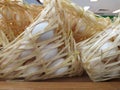 The view of a basket of free-range chicken eggs