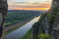 View from the Bastei bridge at sunset