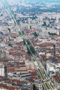 View from Bastilla upon Cours Jean Jaures, Grenoble, France Royalty Free Stock Photo