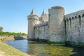 View at the Bastions of Suscinio castle with Water ditch - France