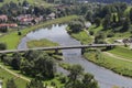 View from Baszta Mountain to bridge over Poprad River. Royalty Free Stock Photo