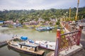 View of the Batang Arau River seen from the top of the Siti Nurbaya Bridge in Padang City, West Sumatra, Indonesia.