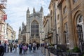 View of Bath Abbey past the front of the Roman Baths