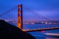 Golden gate bridge with warm light at dawn Royalty Free Stock Photo