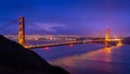 Golden gate bridge with warm light at dawn Royalty Free Stock Photo