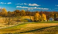 View of battlefields and autumn color in Gettysburg, Pennsylvania. Royalty Free Stock Photo