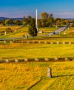 View of battlefields and monuments from the Pennsylvania Monument in Gettysburg, Pennsylvania.