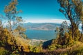 View of Batur volcano and lake with forest Royalty Free Stock Photo