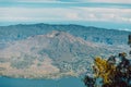 View of Batur volcano and lake with forest Royalty Free Stock Photo