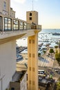 View of the bay of All Saints, Lacerda elevator and harbour at dusk Royalty Free Stock Photo