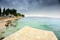 View of the bay, beach and cloudy sky, Croatia Dalmatia Royalty Free Stock Photo