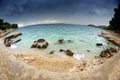 View of the bay, beach and cloudy sky, Croatia Dalmatia Royalty Free Stock Photo