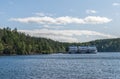 View of the Bay of the island of Valaam with standing cruise ships Royalty Free Stock Photo