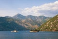 View of Bay of Kotor Adriatic Sea and two small islands . Montenegro