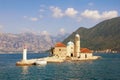 View of Bay of Kotor and Island of Our Lady of the Rocks on sunny summer day. Montenegro Royalty Free Stock Photo