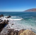 View of bay from the top of the Original Ragged Point at Big Sur on the Central Coast of California United States