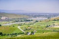 View of the bayshore freeway and the PG&E Metcalf electricity substation, south San Jose, San Francisco bay area, California Royalty Free Stock Photo