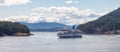 View of BC Ferries Boat passing in the Gulf Islands Narrows