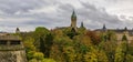 View of BCEE or Luxemburgish Spuerkeess Clock Tower in the UNESCO World Heritage Site of Luxembourg old town Royalty Free Stock Photo