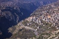 A view of Bcharre, a town in Lebanon high in the mountains on the edge of the Qadisha Gorge. Lebanon Royalty Free Stock Photo