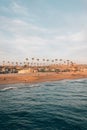 View of the beach from the Balboa Pier in Newport Beach, Orange County, California