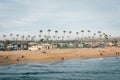 View of the beach from the Balboa Pier in Newport Beach, Orange County, California