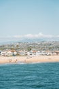 View of the beach from Balboa Pier in Newport Beach, Orange County, California