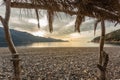 View from beach bar at Bussaglia beach in Corsica Royalty Free Stock Photo