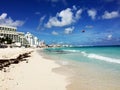 View of the beach in Cancun, a Mexican city on the Yucatan Peninsula