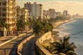 View of the beach in Cancun, view of havana city and malecon, AI Generated