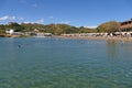 View of the beach of Cape Sounio where the temple of Poseidon is located