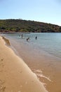 View of the beach of Cape Sounio where the temple of Poseidon is located