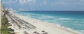 View of beach and Caribbean Sea in Cancun, Mexico Royalty Free Stock Photo