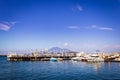 View from a beach in Castellammare di Stabia and Mount Vesuvius and the Bay of Naples, Naples Napoli