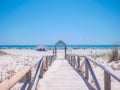 View of the beach and a chiringuito in CÃÂ¡diz on a sunny day Royalty Free Stock Photo