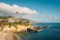 View of the beach and cliffs at Treasure Island Park, in Laguna Beach, Orange County, California