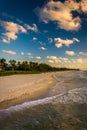 View of the beach from the fishing pier in Naples, Florida. Royalty Free Stock Photo