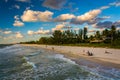 View of the beach from the fishing pier in Naples, Florida. Royalty Free Stock Photo