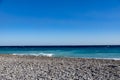 View from the beach in front of Nice on the surf in the Mediterranean on the French Riviera