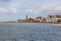 View on the beach of the German village Laboe at the baltic sea in summer
