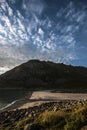 View of the beach with hill bachground