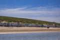 Beach hut on the beach of Egmond aan Zee/Netherlands Royalty Free Stock Photo