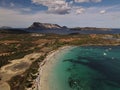 View of beach with its beautiful white sand, and crystal clear turquoise water, Sardinia, Italy. Royalty Free Stock Photo