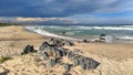 View at the beach of Jeffrey\'s bay in South Africa Royalty Free Stock Photo