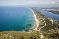 View of beach, lake and clear sea from Mount Circeo Royalty Free Stock Photo