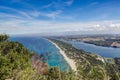 View of beach, lake and clear sea from Mount Circeo Royalty Free Stock Photo